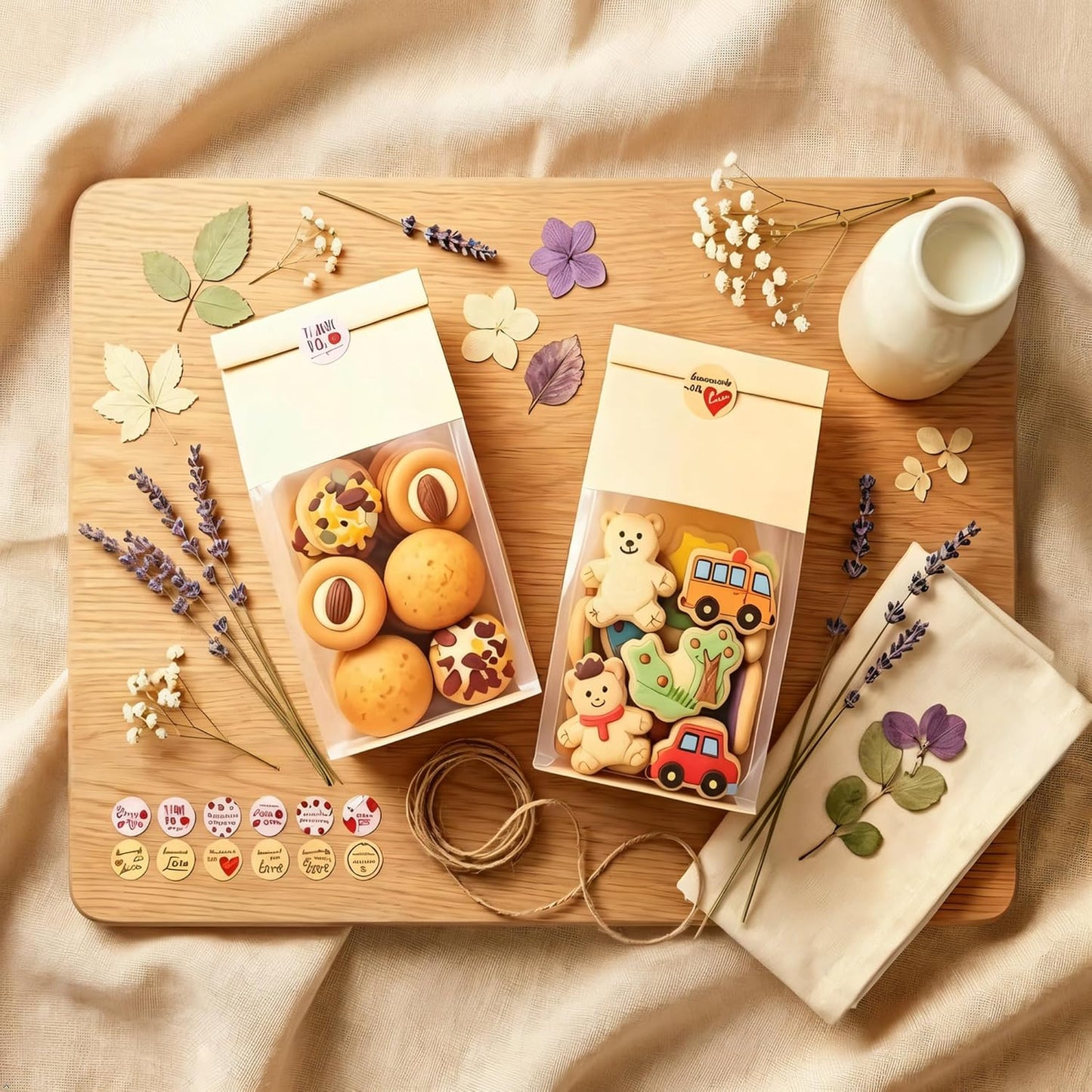 Bolsas de galletas resellables con ventana 50 unidades