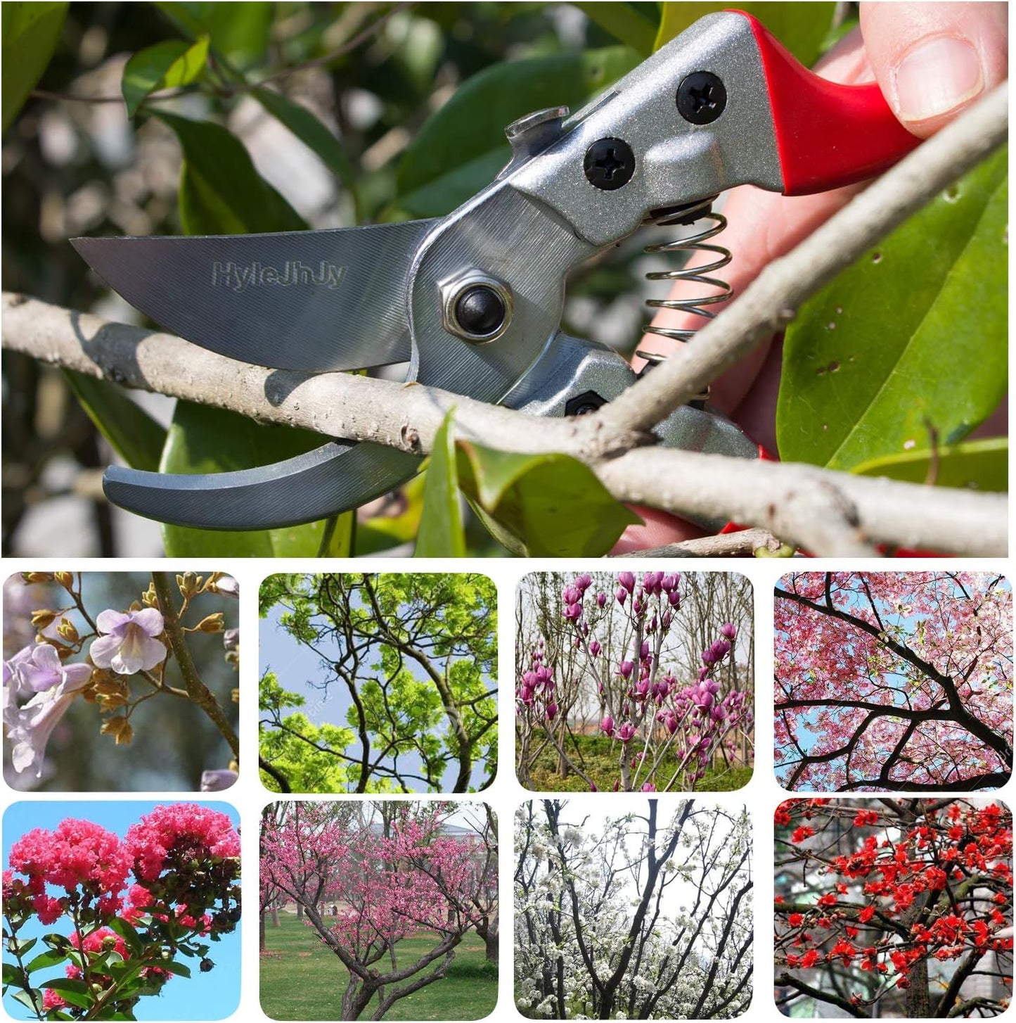 Tijeras podar acero inox SK5 punta recta jardinería rojo