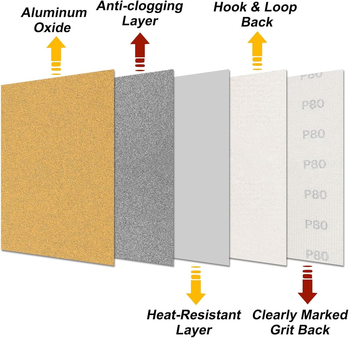 Papel lija gancho bucle 4.5x5.5pulg 120 grano aluminio