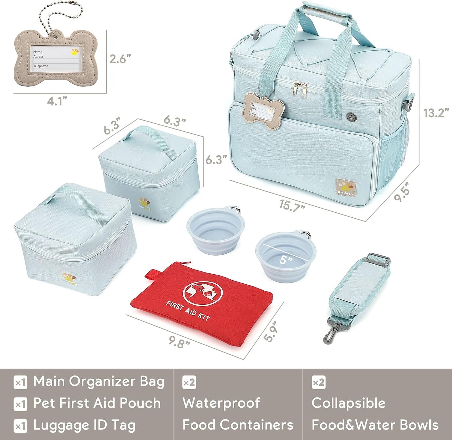 Bolsa viaje perros grande azul con compartimentos