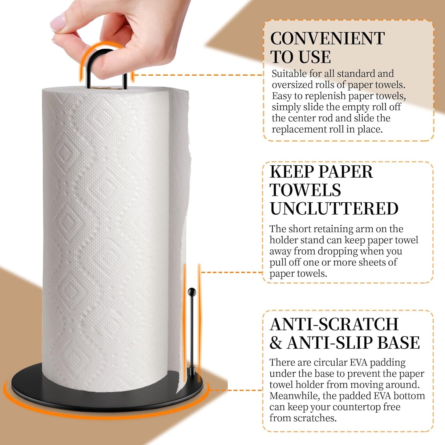 Pack 20 Soportes Toallas Papel Negro Encimera Cocina