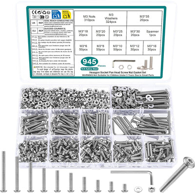 Kit surtido s y tuercas métricas hexagonales