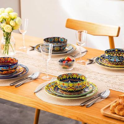 Set 12 Pzas Vajilla Porcelana 4 Pers y Cuencos Pasta 32oz