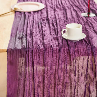 Camino de mesa morado real bohemio de 120 pulgadas gasa arrugada