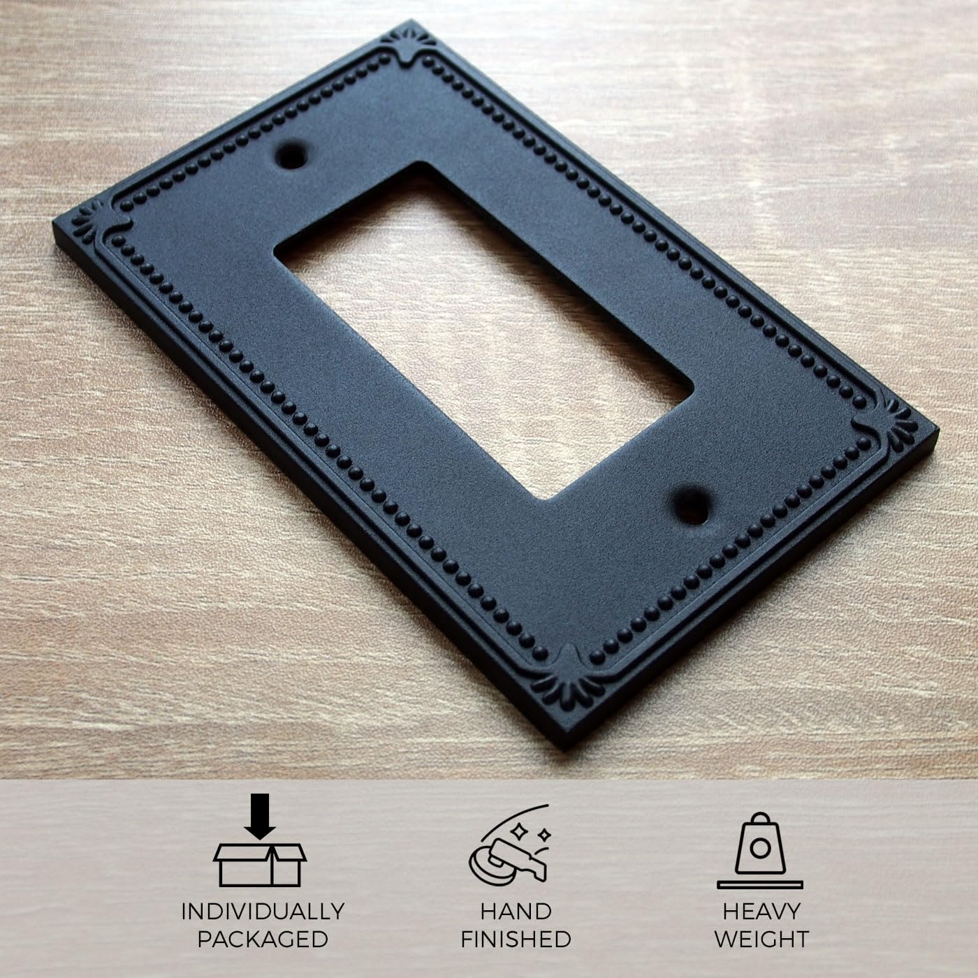 Placa decorativa metal negro mate 5x3.13pulg set 2