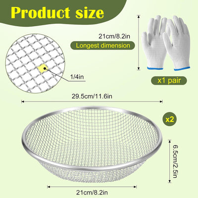 2 Tamices Malla 1/4pulg Jardinería Compost Cubos 5gal