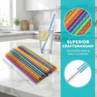 Paquete de 100 popotes reutilizables de plástico para bebidas frías y niños