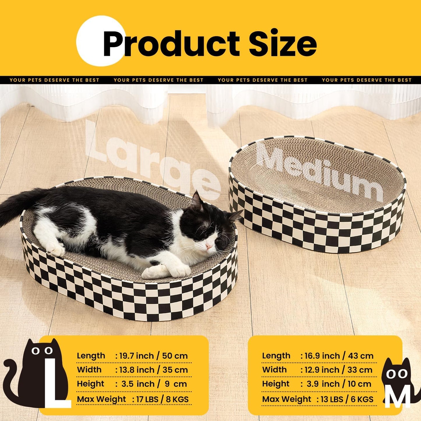 Cuenco rascador ovalado para gatos grande con cama reversible