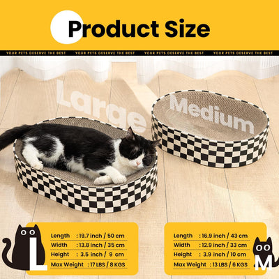 Cuenco rascador ovalado para gatos grande con cama reversible