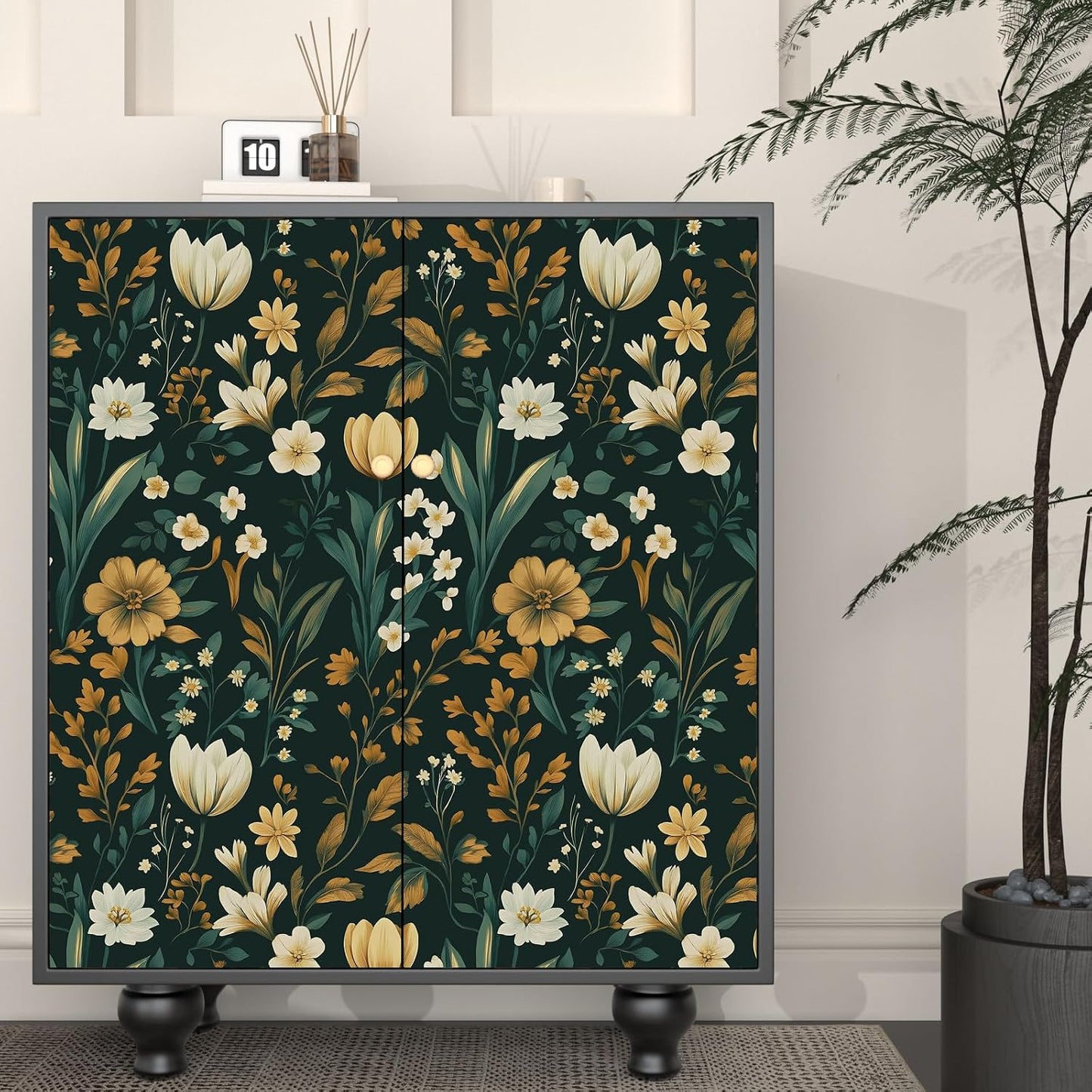 Papel tapiz vintage dorado autoadhesivo impermeable tulipán