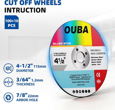 Rueda corte 4-1/2 pulg discos 10010 para metal acero inox