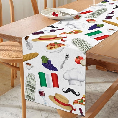 Camino mesa italiano rojo blanco verde comedor hogar 13x90pulg