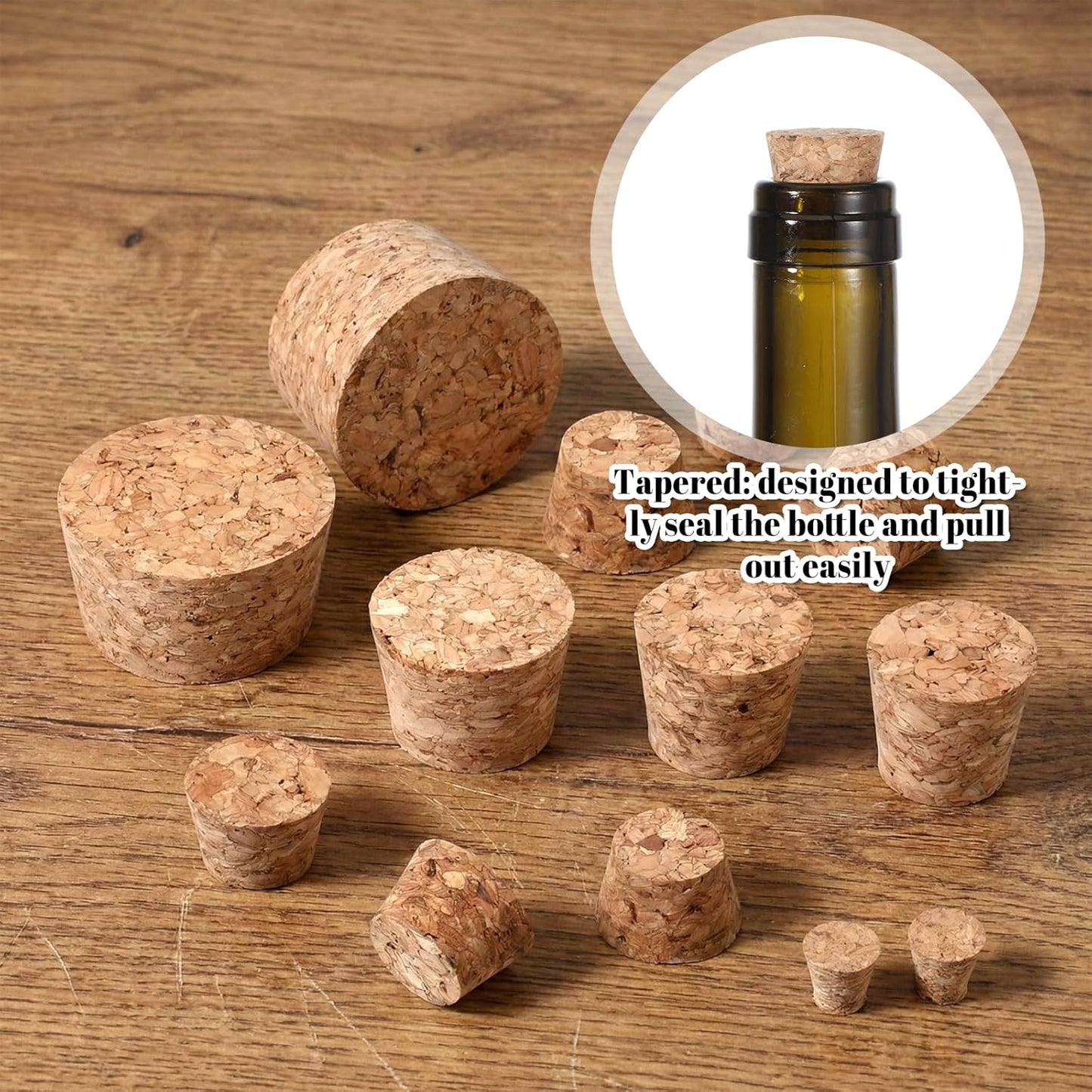 30 Tapones Corcho Natural Cónicos Varios Tamaños