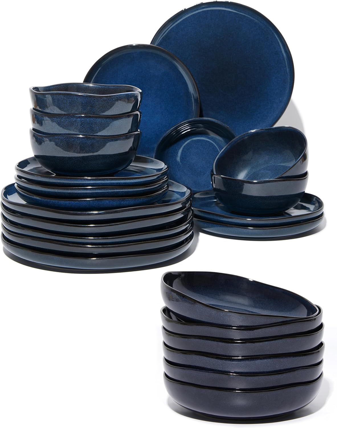 Set 24 Pzas Vajilla Gres Azul Estrellado