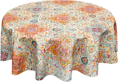 Mantel redondo bohemio 60pulg colorido estilo vintage poliéster