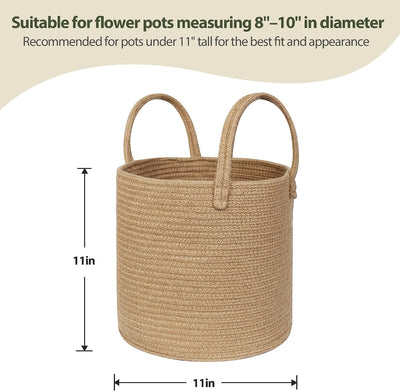 Cesta mimbre asa 11x11pulg para maceta 10pulg interiores decorativa