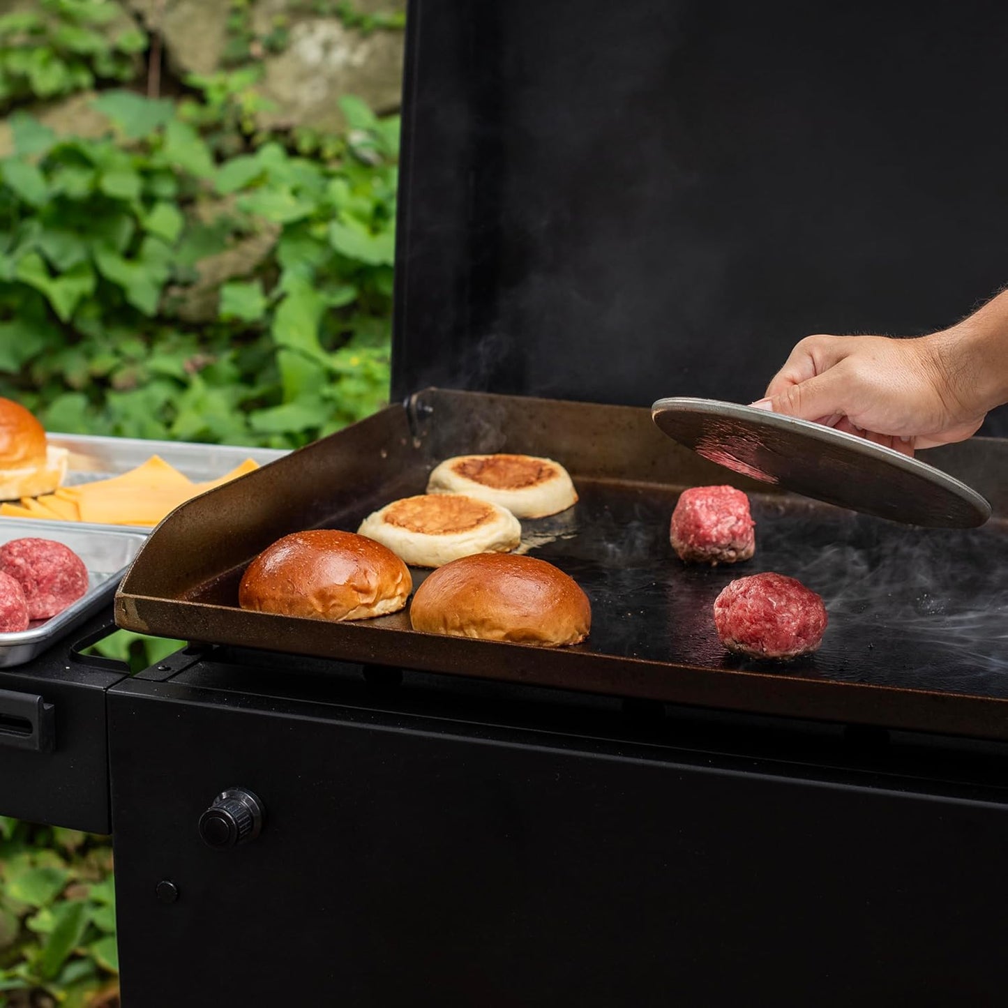 Prensa parrilla pesada para hamburguesas y tocino