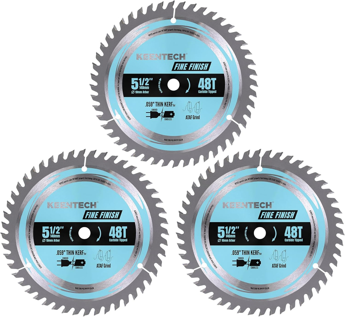 Set 3 hojas sierra circular 5.5pulg carburo 48 dientes ATAF