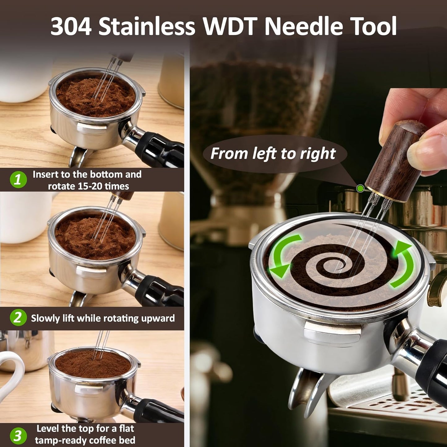 Kit accesorios espresso tamper pantalla disco embudo 2.008in