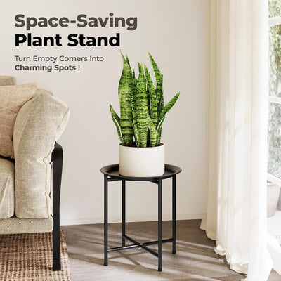 Soporte plantas metal para patio jardín balcón color negro