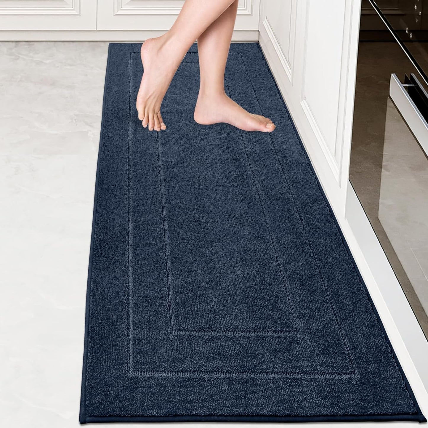 Alfombra pasillo 24x70pulg antideslizante absorbente azul marino