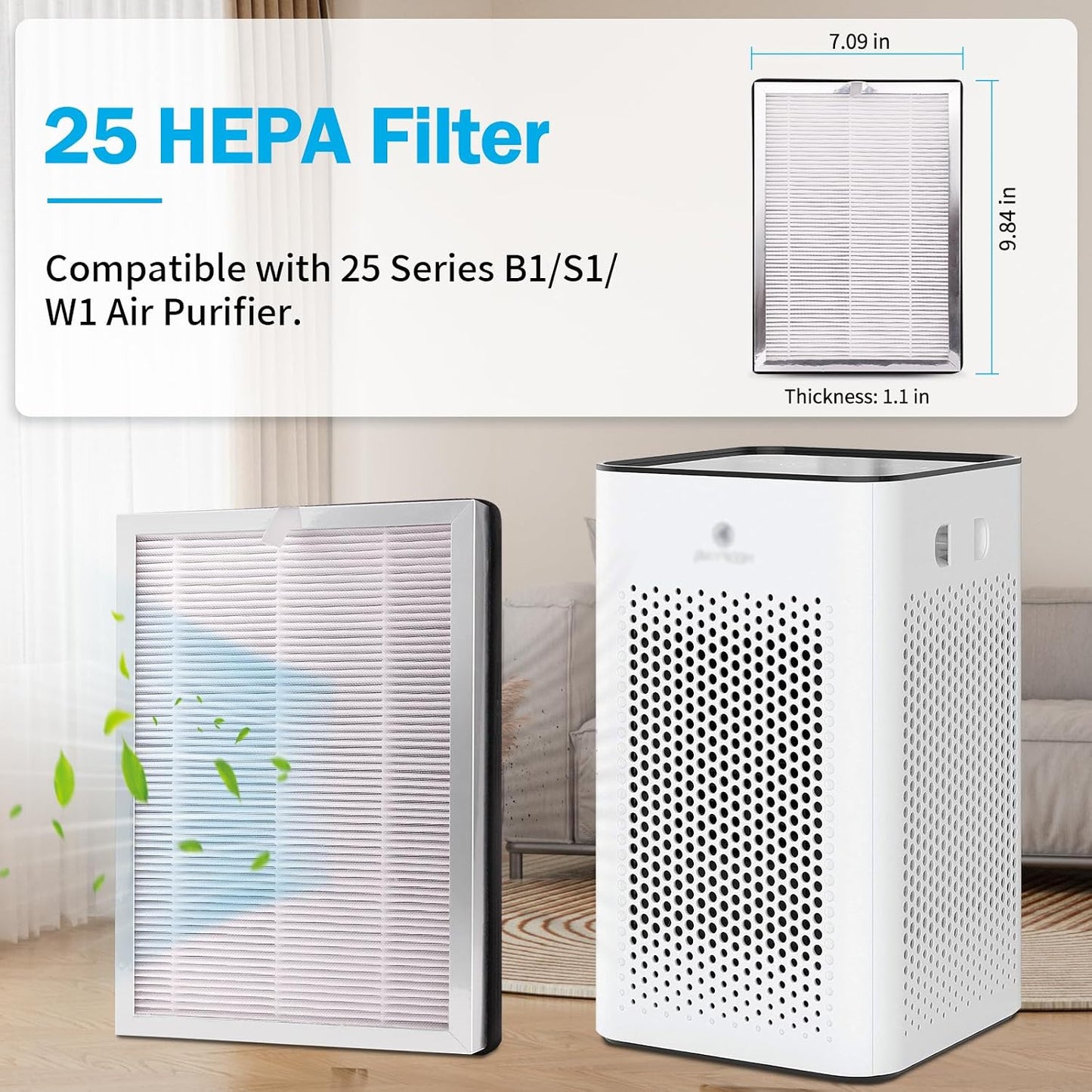 6 Filtros MA-25 comp para purificador aire H13 HEPA y carbón