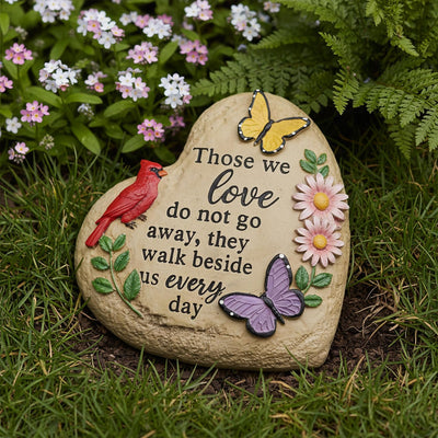 Piedra conmemorativa jardín flores mariposa regalo madre padre