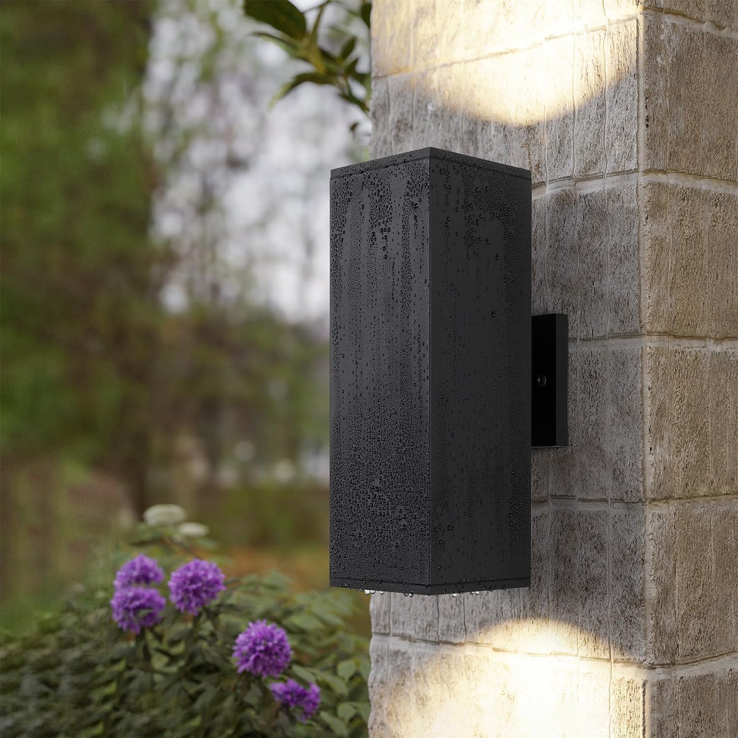 Lámpara porche 2 luces aluminio vidrio 14pulg 4uds negro