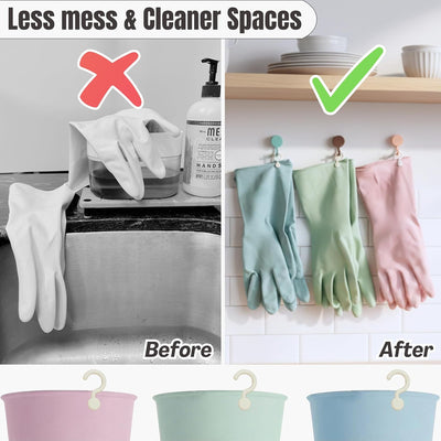 3 Pzas Guantes Lavado Platos con Ganchos Reutilizables Antiderrap