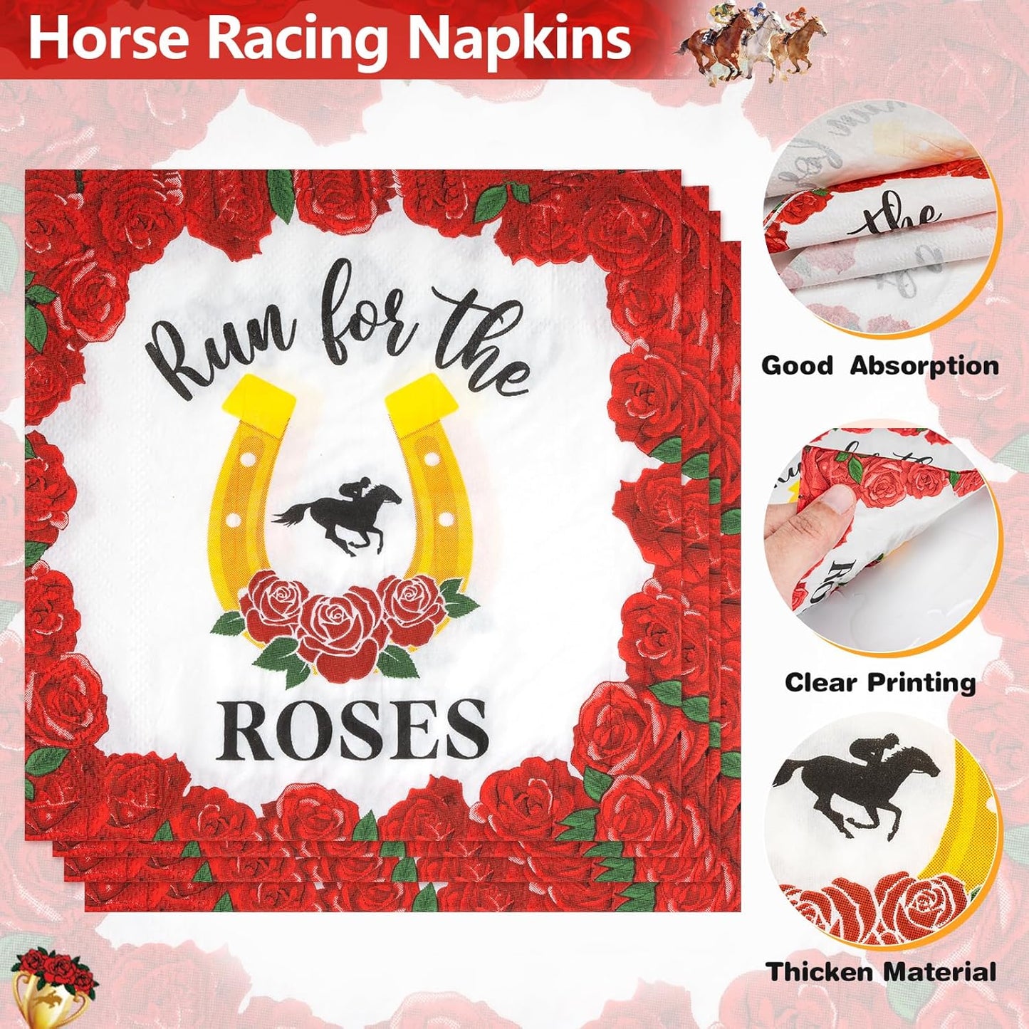 100 Pzas Servilletas Derby para Fiesta Caballos