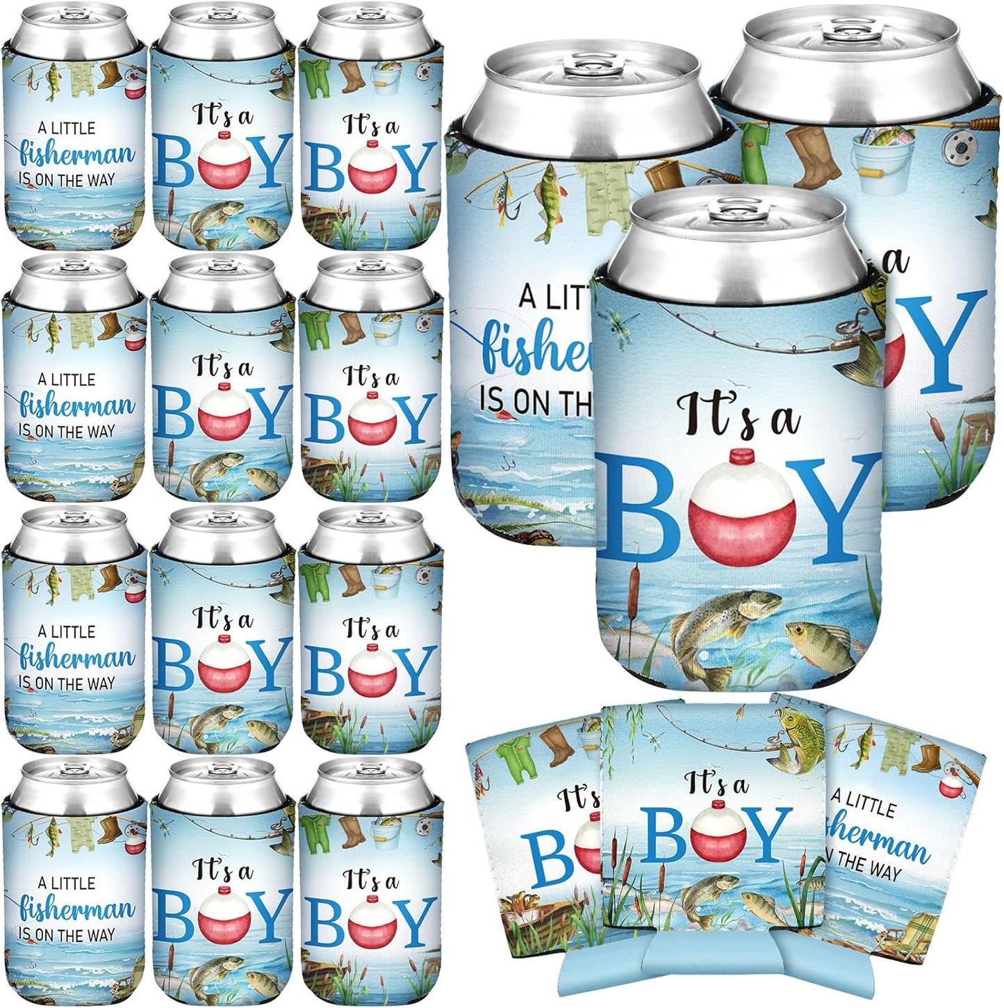 24 Decoraciones Pesca Baby Shower Espuma Aislada con Texto Ingles