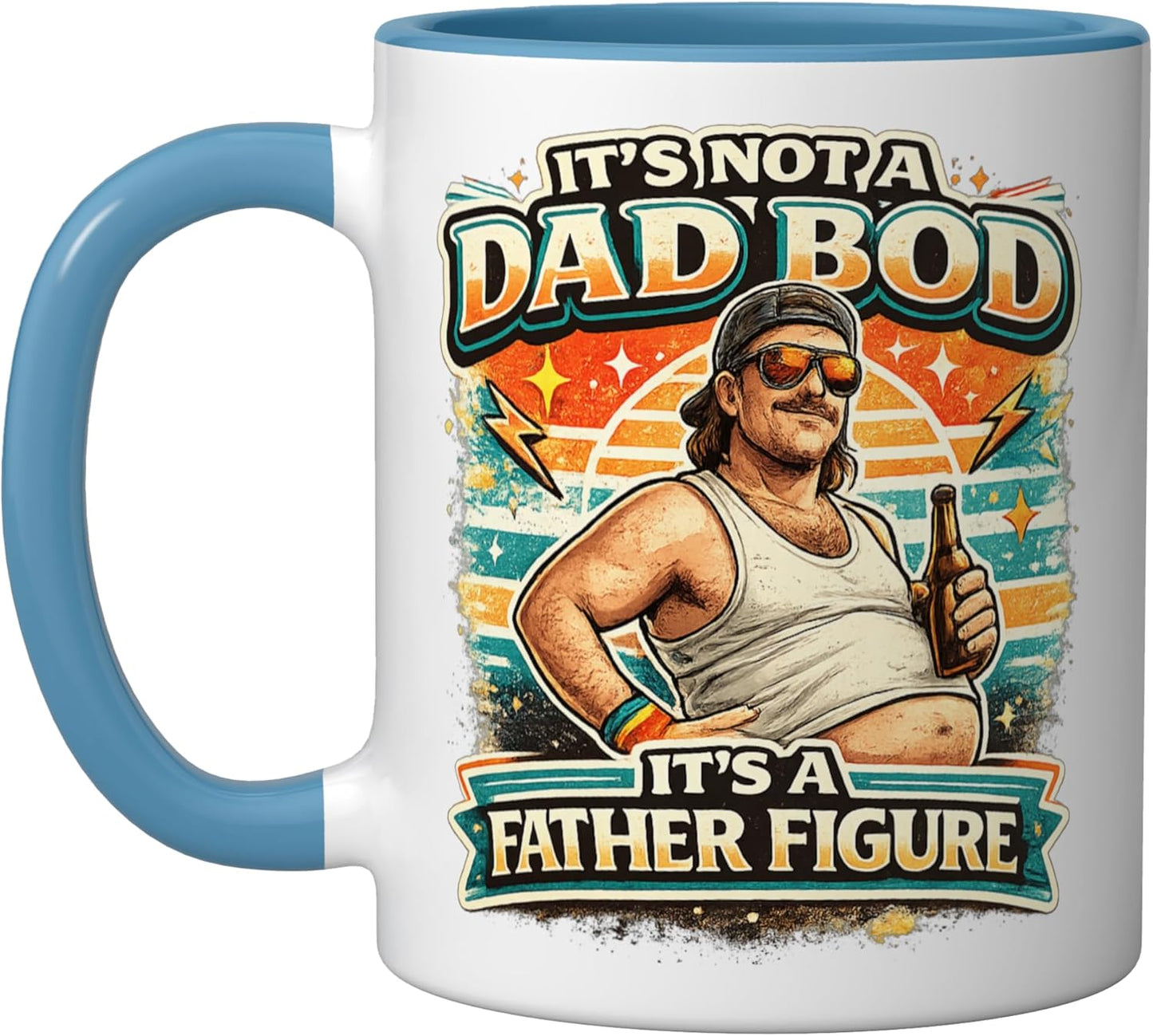 Taza de cerámica para padre figure dad bod azul/blanco
