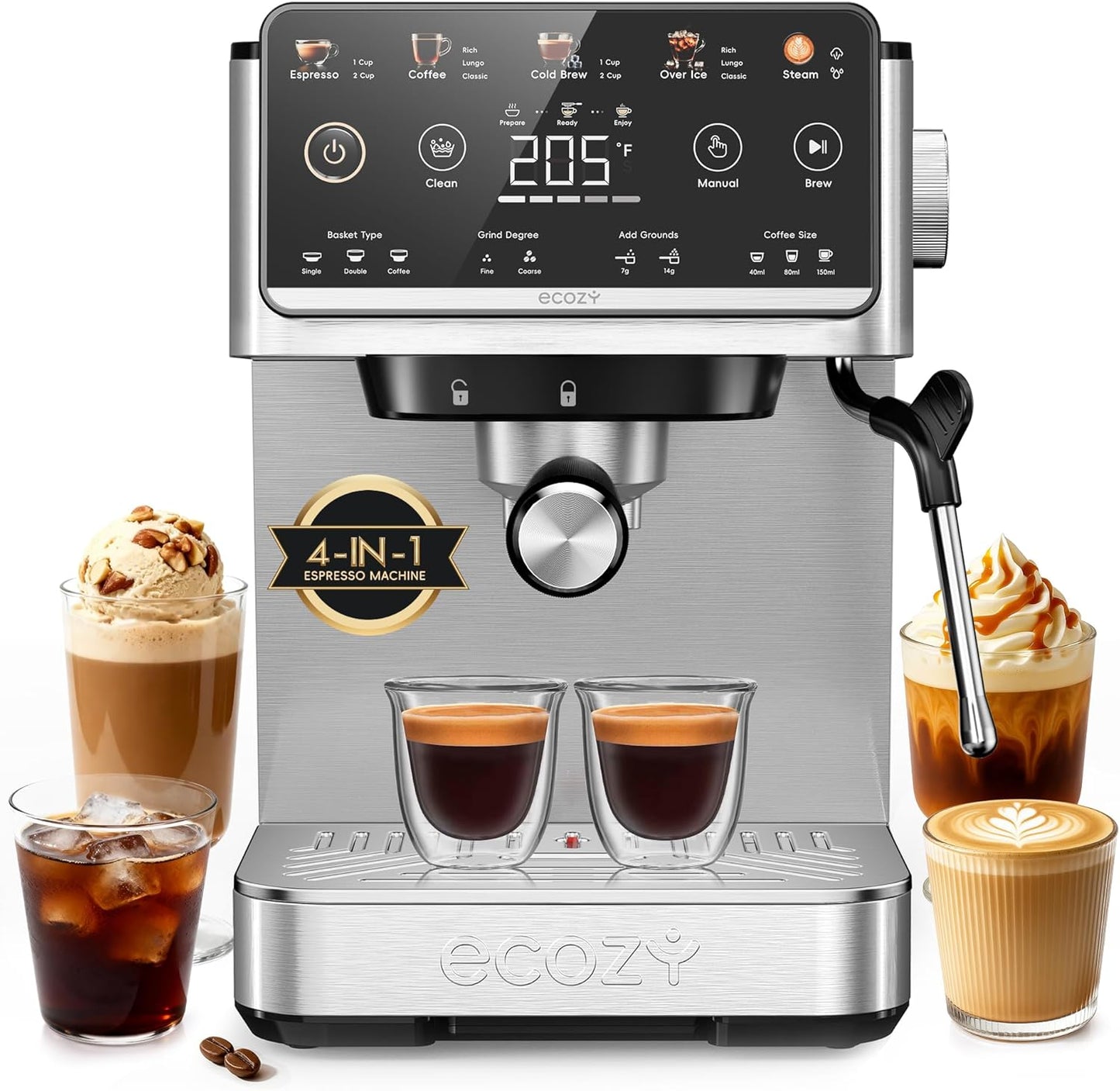 Máquina Espresso 4en1 con Espumador Leche Serie Brezzano