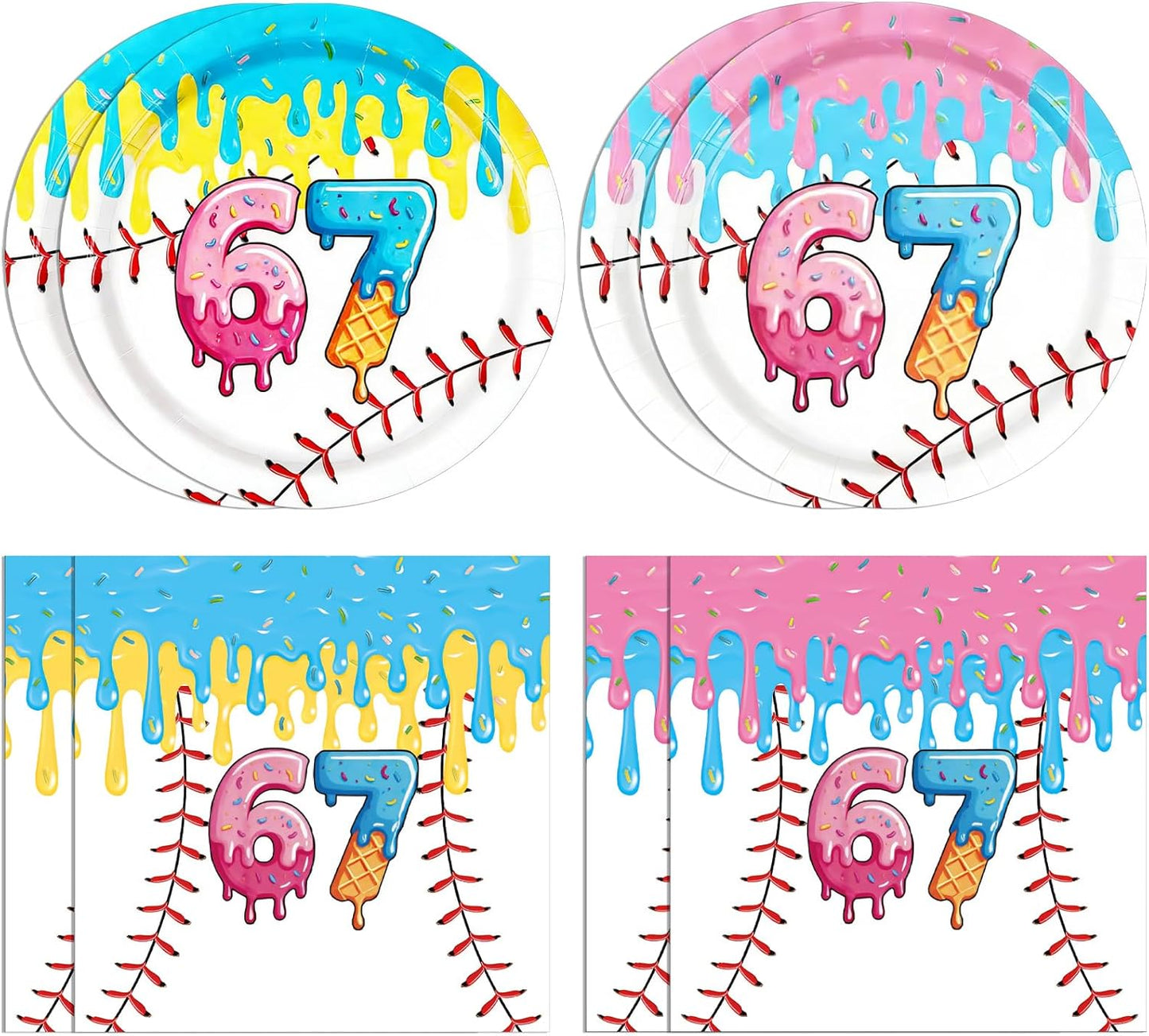 Decoraciones de cumpleaños para niñxs de 6 a 7 años con platos y servilletas