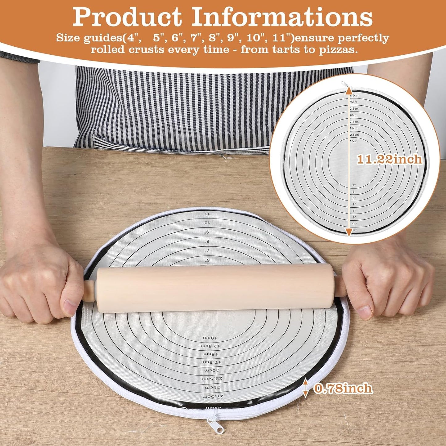 Alfombrilla silicona redonda 4-11pulg para hornear resistente calor