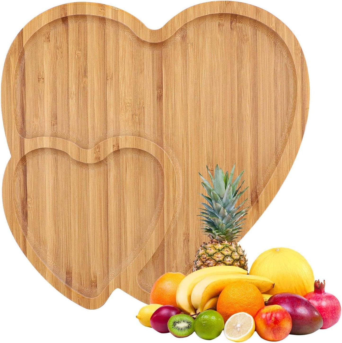 Bandeja de madera para servir con forma de corazón, plato de queso decorativo