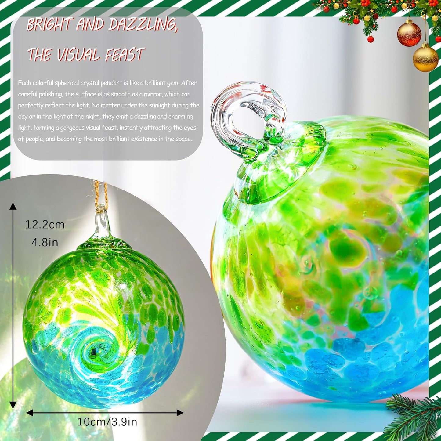 Bolas vidrio soplado 4pulg decoración hogar jardín