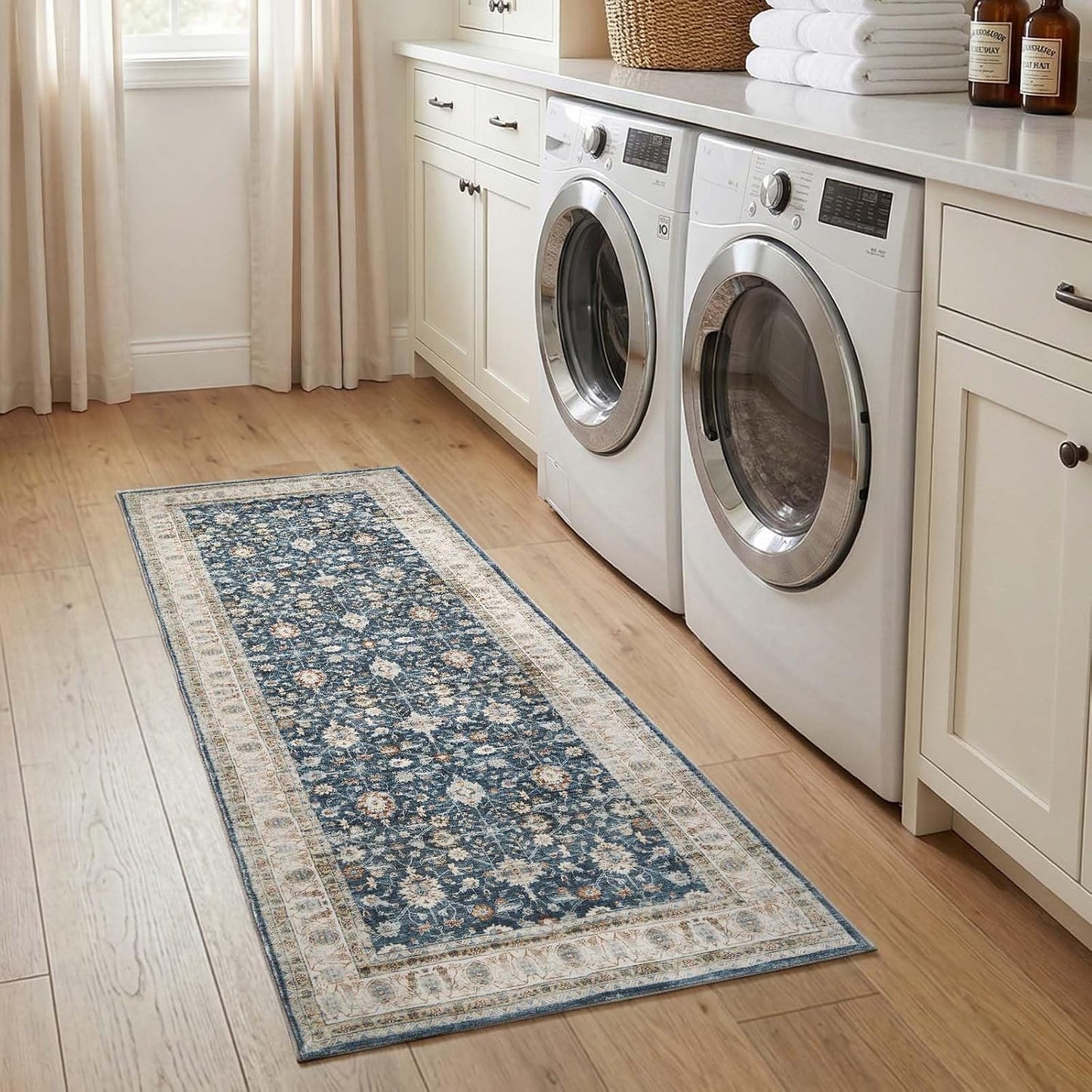 Alfombra pasillo 2x6ft floral antideslizante retro