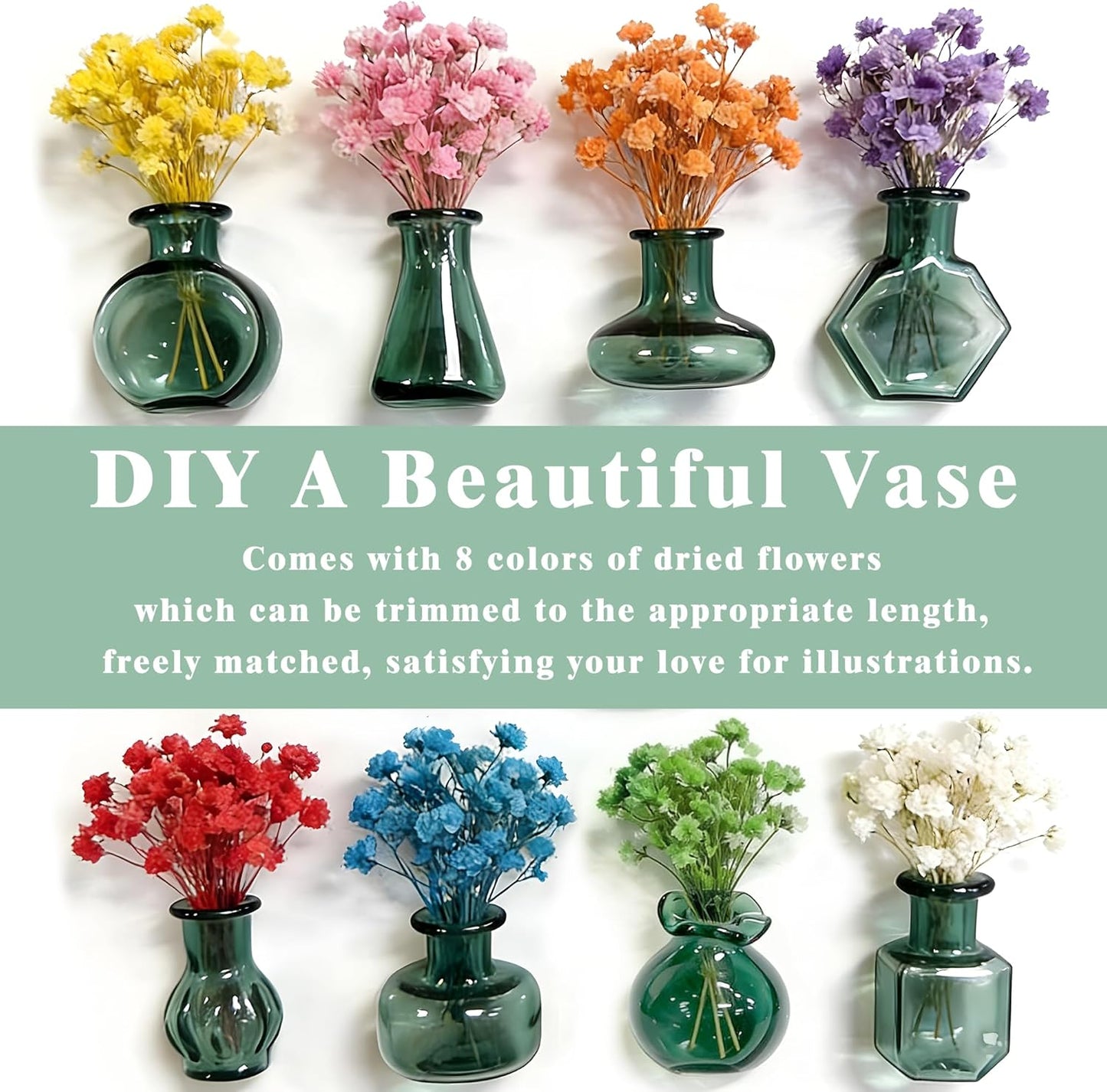 8 Imanes Cristal con Flores Secas para Nevera Regalo Mamá