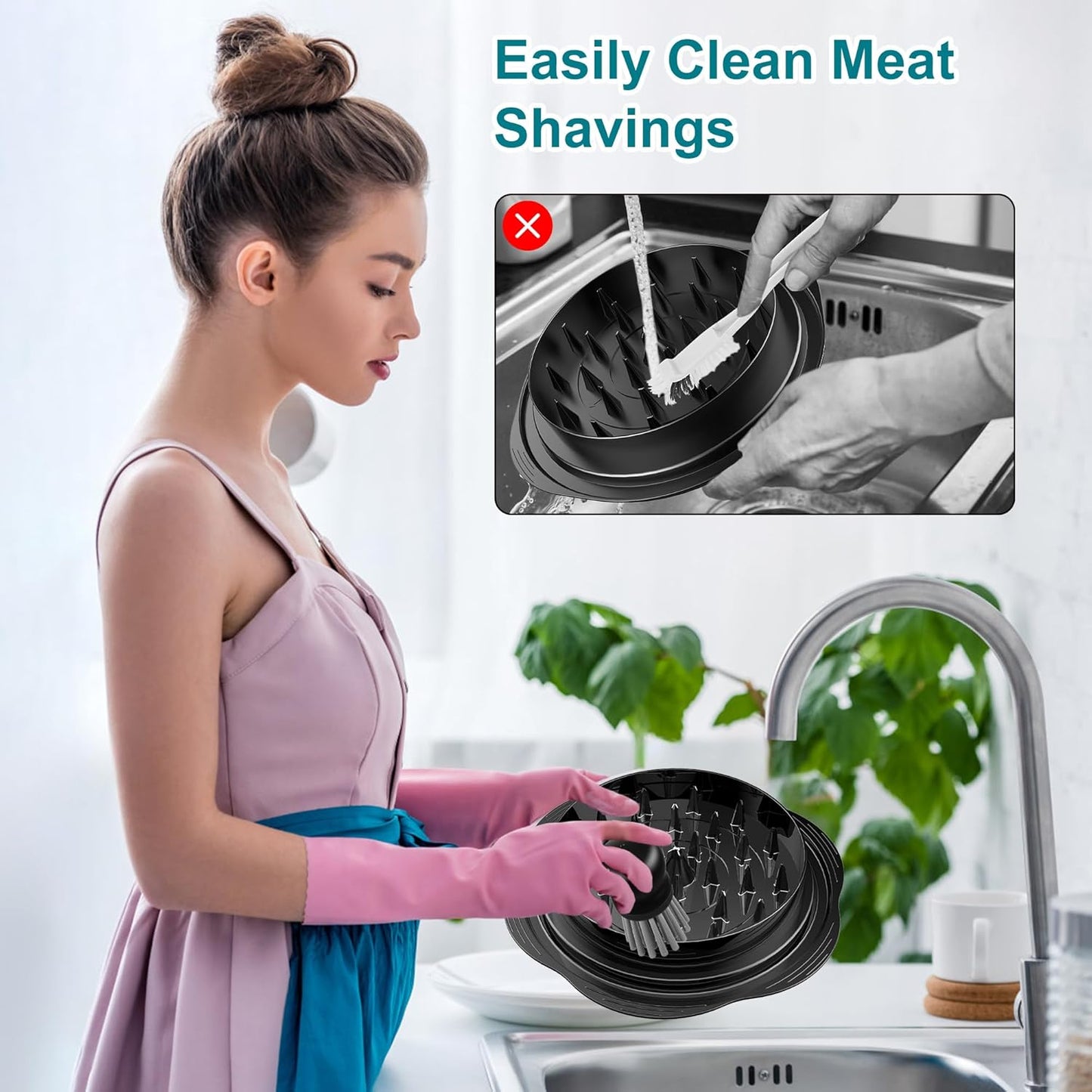 Cepillo cocina trituradora pollo agarre ergonómico negro