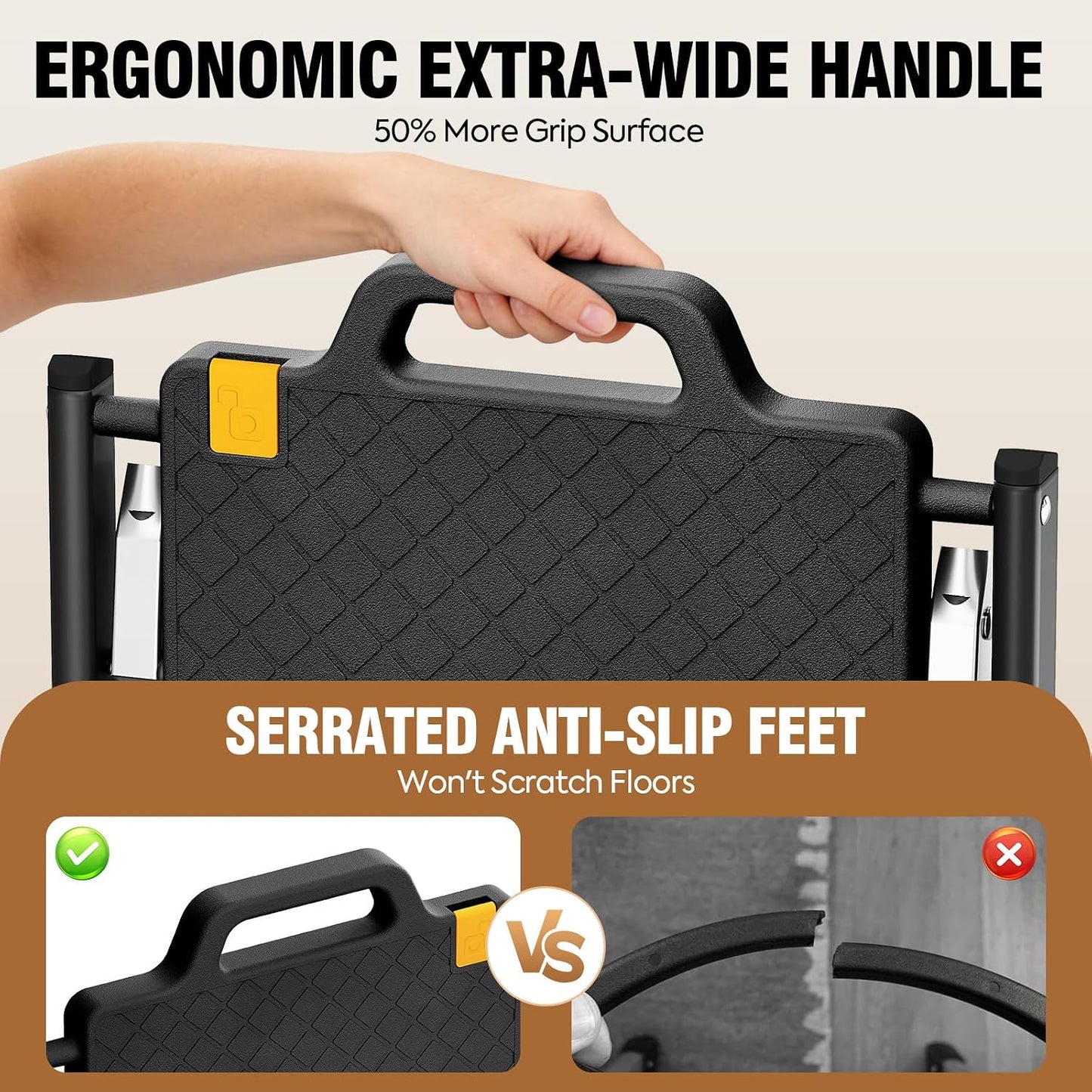 Taburete plegable 2 escalones acero ligero negro 330lb
