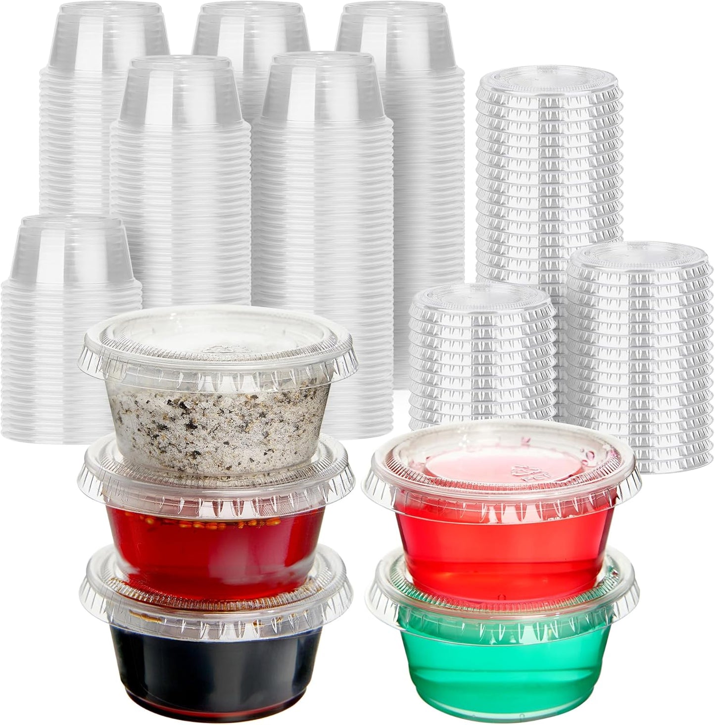 Juego de 500 vasos de gelatina 2 oz con tapas transparentes