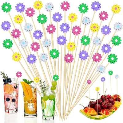 Palillos de cóctel de bambú surtidos para bebidas y fiestas