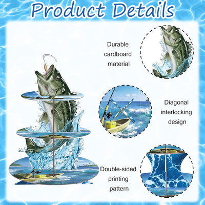 Soporte cupcakes 3 niveles reutilizable fiesta pesca