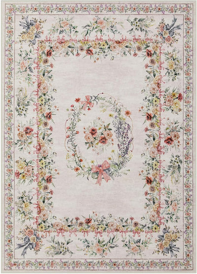 Alfombra rosa lazo floral para niñas dormitorio juegos antideslizante