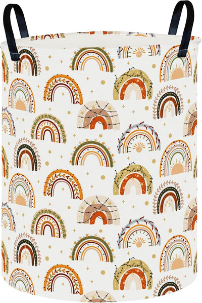 Cesta tela redonda plegable para guardar ropa arco iris
