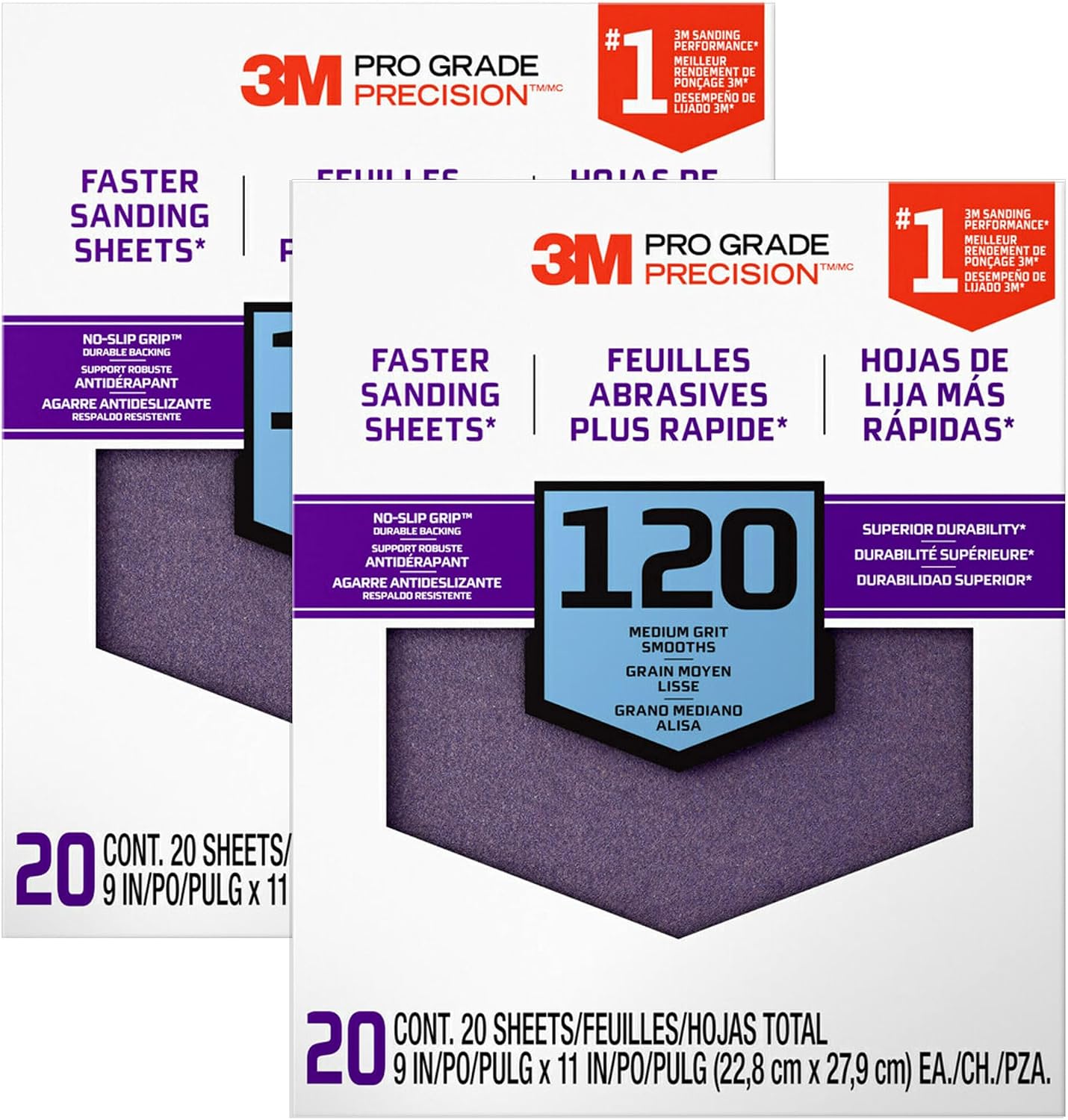 Papel lija 120 grano 9x11pulg antideslizante 20 pzas