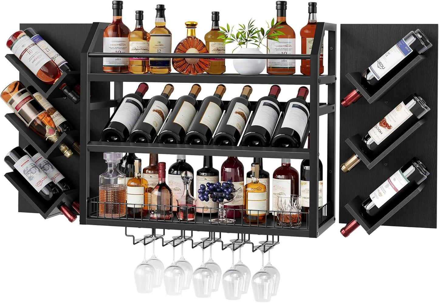 Estantería vino colgante madera rustica 3 niveles