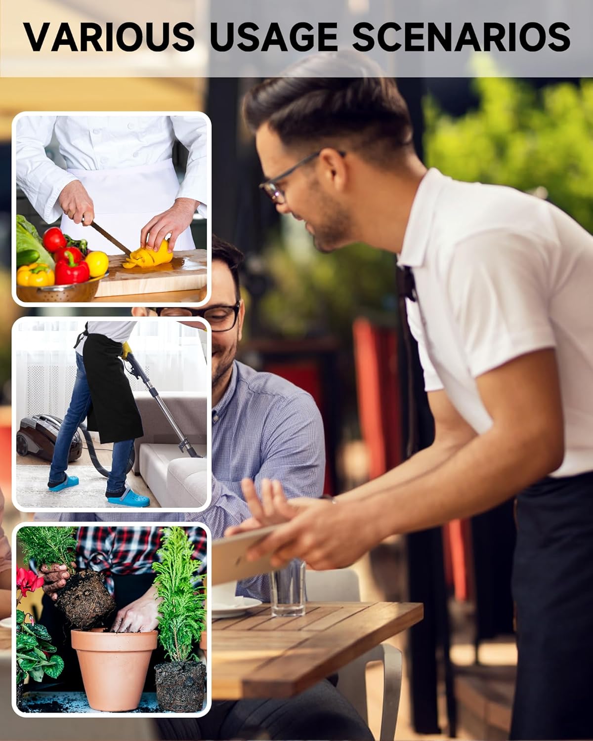Delantal unisex Xeoxarel con 4 bolsillos para chef