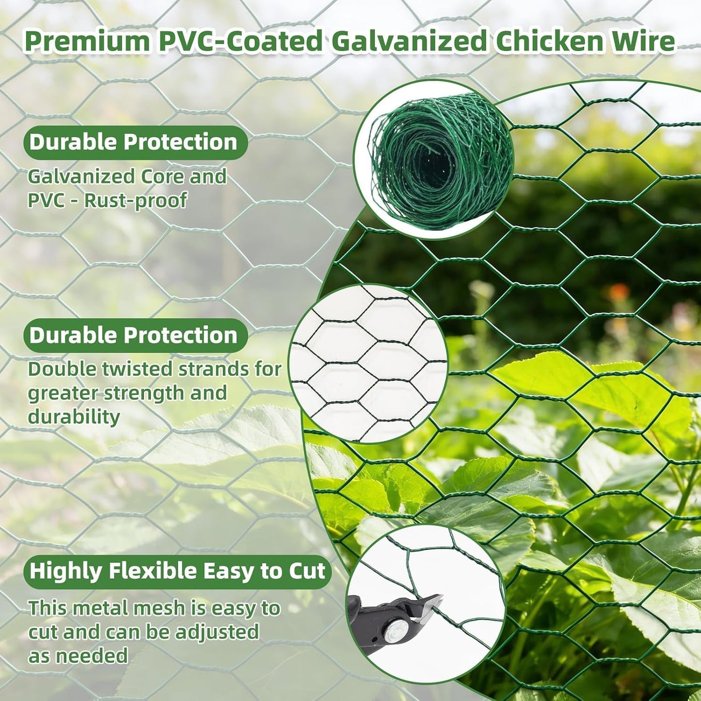 Alambre aves corral malla hexagonal PVC bridas